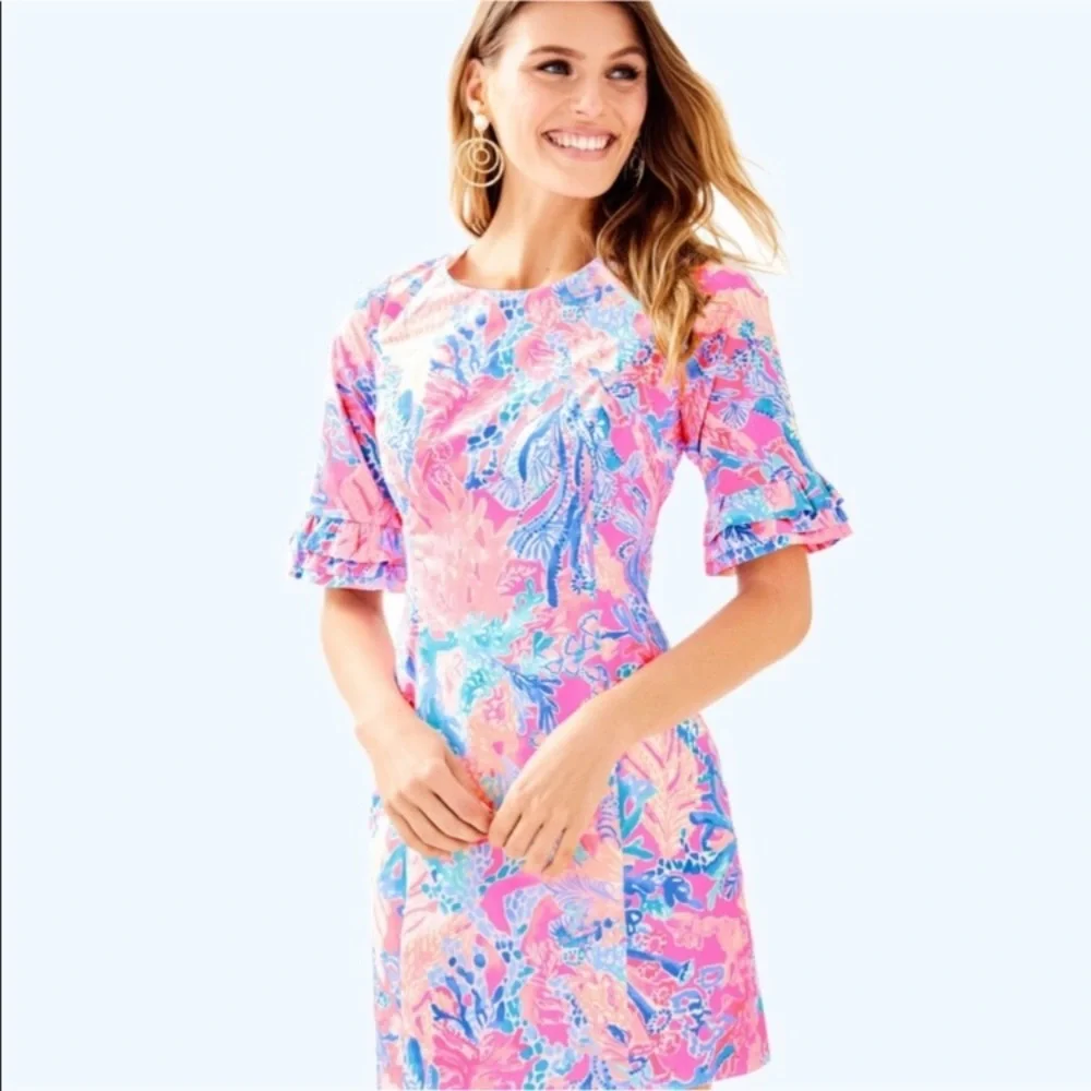 Lilly Pulitzer Fiesta Stretch Dress in Aquadesiac - Picture 8 of 14
